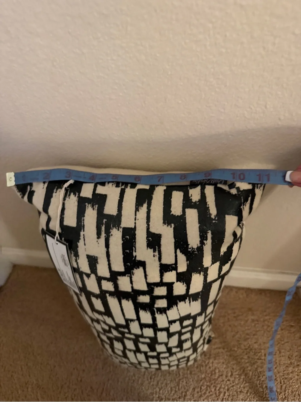 Black and Cream Patterned Lumbar Accent Pillow